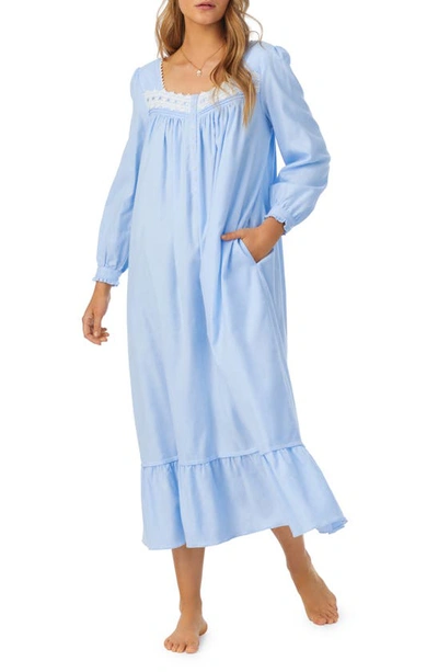 Eileen West Long Sleeve Flannel Ballet Nightgown In Blue