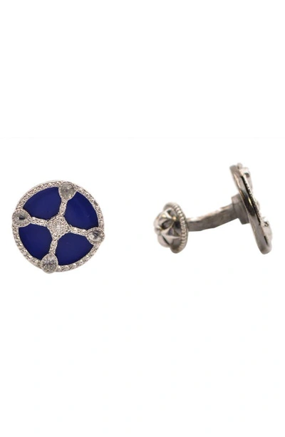 Armenta Men's Blue Enamel Romero Cufflinks With Diamonds And Sapphires In Silver