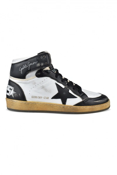 Golden Goose Sky Star Suede-trimmed Distressed Leather High-top Sneakers In Black