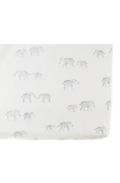 Pehr Follow Me Organic Cotton Crib Sheet In Elephant/ Grey