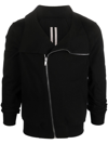 Rick Owens Asymmetric Zip Organic Cotton Jacket In Black