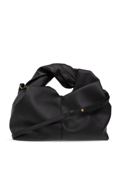 Jw Anderson Mini Leather Twister Tote Bag In Black