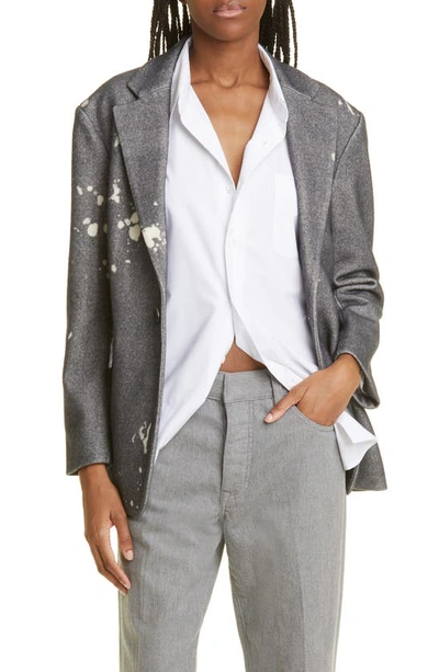 R13 Paint Splatter Virgin Wool Shrunken Blazer In Grey