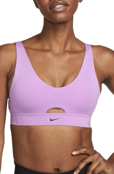 Nike Dri-fit Indy Padded Strappy Cutout Medium Support Sports Bra In Purple