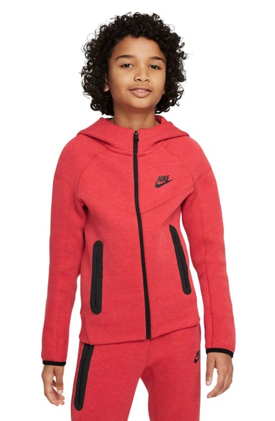 Nike Sportswear Tech Fleece Big Kids' (boys') Full-zip Hoodie In Red