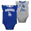 OUTERSTUFF INFANT ROYAL/HEATHER GRAY LOS ANGELES DODGERS LITTLE FAN TWO-PACK BODYSUIT SET