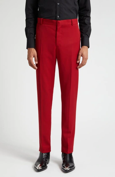 Alexander Mcqueen Wool Cigarette Trousers In Garnet