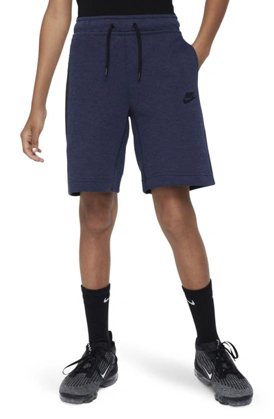 Nike Tech Fleece Big Kids' (boys') Shorts In Obsidian Heather/ Black/ Black