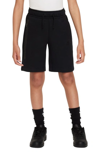 Nike Tech Fleece Big Kids' (boys') Shorts In Black/ Black/ Black