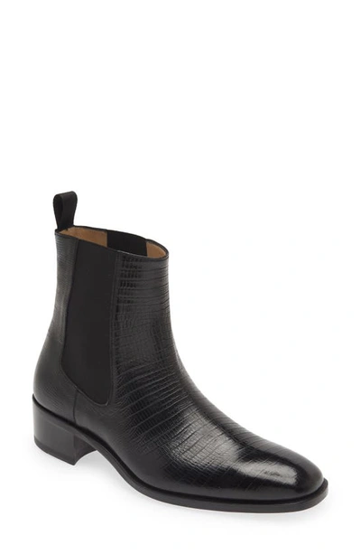 Tom Ford Alec Croc-effect Leather Chelsea Boots In Black