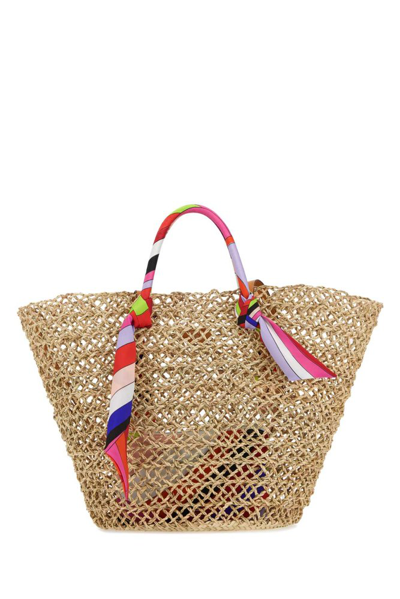 Pucci Straw Tote Bag In Printed