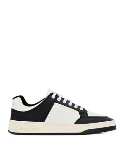 Saint Laurent Sl / 61 Low Trainers In Smooth And Hammered Leather In Brown