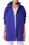 Eileen Fisher Stand Collar Hidden Hood Organic Cotton Blend Coat In Blvlt