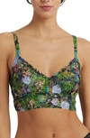 Hanky Panky Printed V-neck Retro Lace Bralette Voices On The Veranda In Multicolor