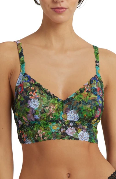 Hanky Panky Printed V-neck Retro Lace Bralette Voices On The Veranda In Vocies On The Veranda