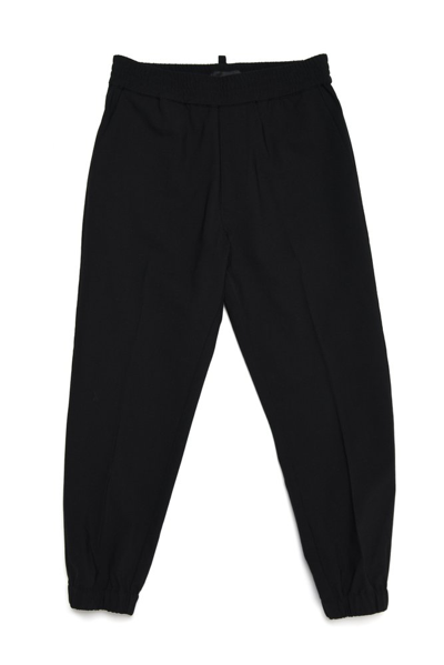 Dsquared2 Kids Logo Patch Tapered Leg Pants In Black