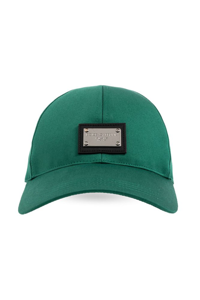 Dolce & Gabbana Cotton Baseball Cap With Logo Tag In Green