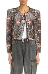 Isabel Marant Valian Graphic-print Cropped Jacket In Black