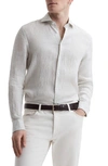 Reiss Ruban Long Sleeve Linen Shirt In Oatmeal Stripe