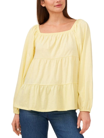 Riley & Rae Womens Tiered Square-neck Pullover Top In Yellow
