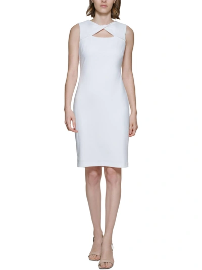 Calvin Klein Womens Sleeveless Short Wear To Work Dress In White