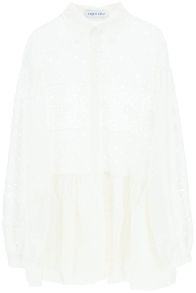 Raquel Diniz Drop-waist Shirt Dress In White Cotton
