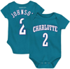 MITCHELL & NESS INFANT MITCHELL & NESS LARRY JOHNSON TEAL CHARLOTTE HORNETS HARDWOOD CLASSICS NAME & NUMBER BODYSUIT