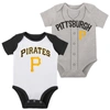 OUTERSTUFF NEWBORN & INFANT WHITE/HEATHER GRAY PITTSBURGH PIRATES LITTLE SLUGGER TWO-PACK BODYSUIT SET