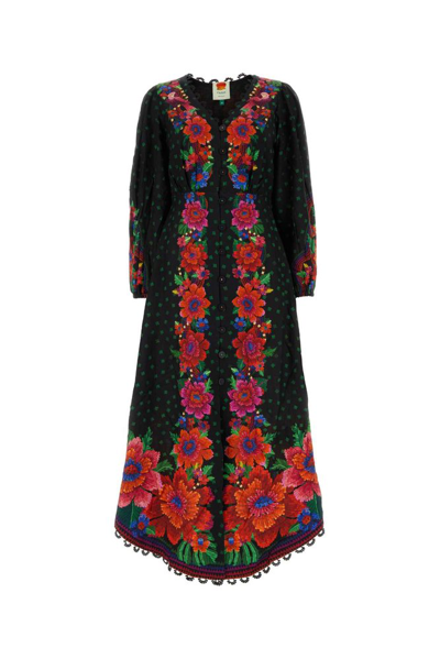 Farm Rio Women's Blooming Garden Floral Long-sleeve Maxi Dress In Blooming Garden Black