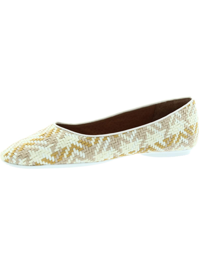 Gentle Souls By Kenneth Cole Eugene Travel Ballet Woven Womens Leather Slip On Ballet Flats In White