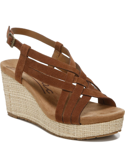 Zodiac Petra Womens Buckle Suede Wedge Sandals In Brown