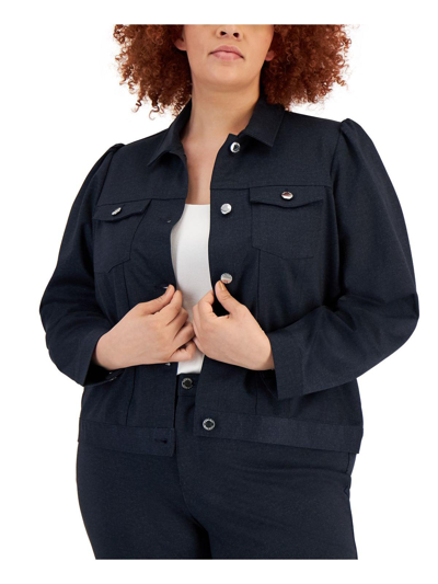Calvin Klein Plus Womens Denim Short Trucker Jacket In Black