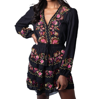 ALLISON NEW YORK FLORAL EMBROIDERED CROP BLOUSE IN BLACK