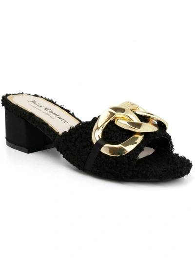 Juicy Couture Wj03667w Womens Faux Fur Slip On Slide Sandals In Black