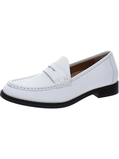 Vionic Waverly Mens Leather Crocodile Print Penny Loafers In White