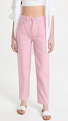 Boyish The Harvey Cropped Raw Hem Jean Jacket In Pink
