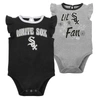 Outerstuff Newborn & Infant Boys And Girls Black, Heather Gray Chicago White Sox Little Fan Two-pack Bodysuit S In Black