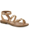 SUN + STONE STUDLEYY WOMENS FAUX LEATHER THONG STRAPPY SANDALS