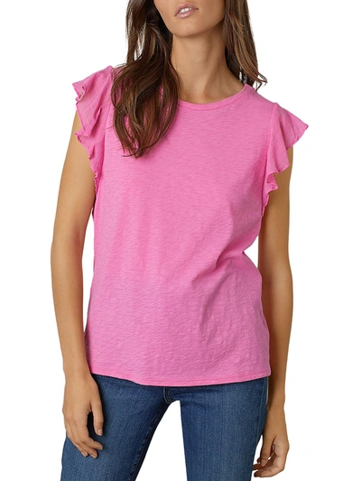 Velvet By Graham & Spencer Womens Cotton Ruffle Sleeve Tank Top In Pink