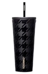 Corkcicle 24-ounce Insulated Cup With Straw In Onyx Houndstooth