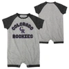 Outerstuff Newborn And Infant Boys And Girls Heather Gray Colorado Rockies Extra Base Hit Raglan Full-snap Romp In Heather Gray