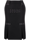 Alessandra Rich Lace-up Skirt With Fitted Silhouette And Slits In Black