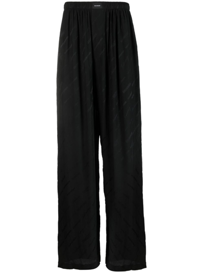 Balenciaga Crease-effect Jacquard Pyjama Trousers In Black