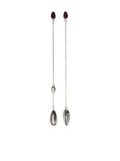 Lemaire Bead-embellished Drop Earrings In Silver