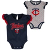 OUTERSTUFF GIRLS NEWBORN NAVY/HEATHERED GRAY MINNESOTA TWINS SCREAM & SHOUT TWO-PACK BODYSUIT SET