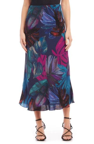 Karen Kane Palm Print Bias Cut Midi Skirt