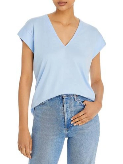 Frame Womens V-neck Cap Sleeve T-shirt In Blue