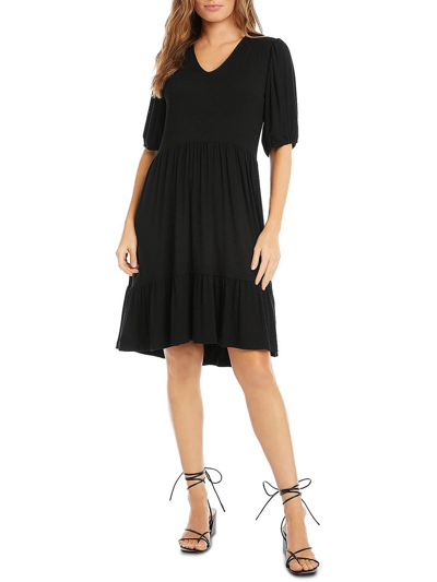 Karen Kane Womens Tiered Mini Fit & Flare Dress In Black
