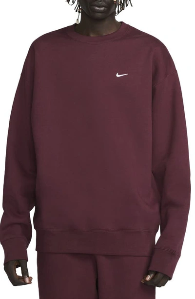 Nike Solo Swoosh Crewneck Sweatshirt Night Maroon In Red