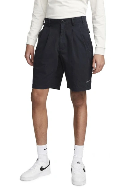 Nike Men's Life Pleated Chino Shorts In Black